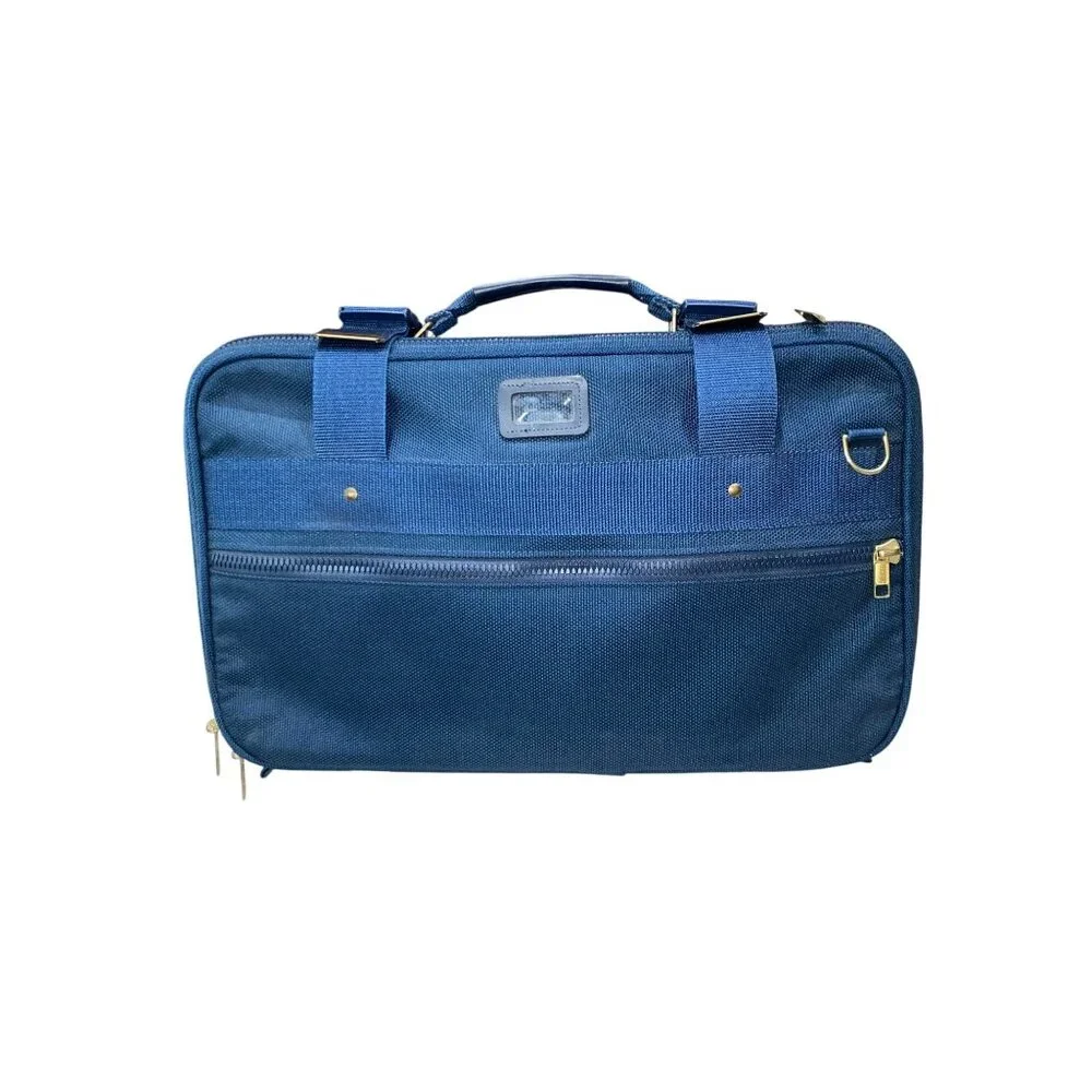 Vintage Valoroso Navy Rolling Suitcase with Brass Hardware – Classic Pilot Style